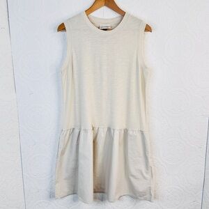 NEW Universal Thread Women's Medium Tank Dress Cotton Sleeveless Pockets Beige